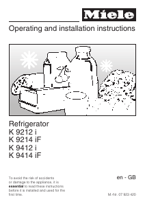 Manual Miele K 9212 i Refrigerator