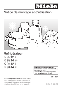 Mode d’emploi Miele K 9412 i Réfrigérateur