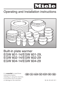 Manual Miele EGW 601-14 Warming Drawer