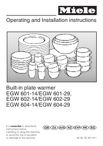 Manual Miele EGW 602-14 Warming Drawer
