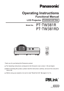 Manual Panasonic PT-TW381RD Projector