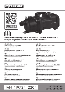 Manual Parkside PGPA 40-Li A1 Pompă de grădină