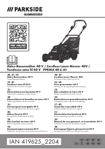 Návod Parkside PPRMA 40 Li A1 Kosačka