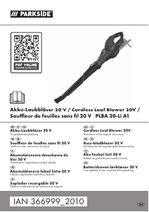 Manual de uso Parkside PLBA 20-Li A1 Soplador de hojas
