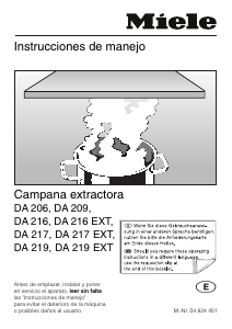 Manual de uso Miele DA 219 Campana extractora