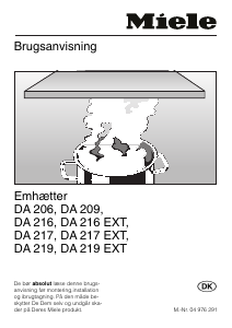 Brugsanvisning Miele DA 219 EXT Emhætte