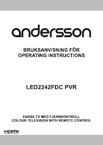 Bruksanvisning Andersson LED2242FDC PVR LED TV