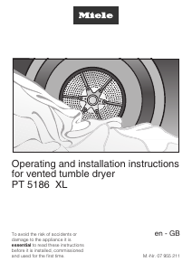 Handleiding Miele PT 5186 XL Wasdroger