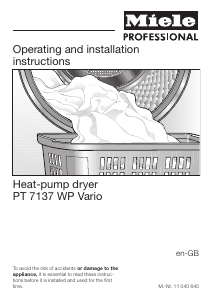 Manual Miele PT 7137 WP Vario Dryer