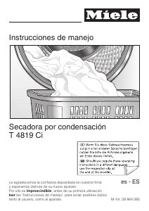 Manual de uso Miele T 4819 Ci Secadora