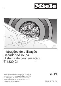 Manual Miele T 4839 Ci Máquina de secar roupa