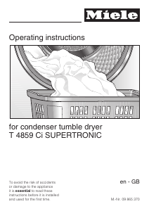 Manual Miele T 4859 Ci Dryer