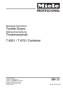 Bedienungsanleitung Miele T 6251 Trockner