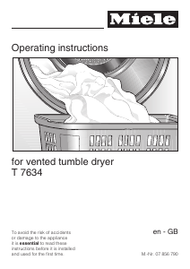 Manual Miele T 7634 Dryer
