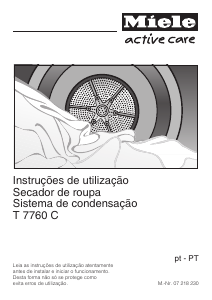 Manual Miele T 7760 C Máquina de secar roupa