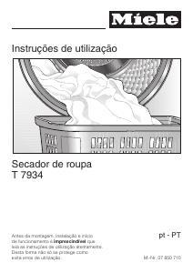 Manual Miele T 7934 Máquina de secar roupa