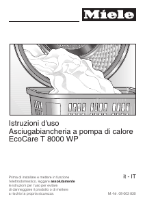 Manuale Miele T 8000 WP EcoCare Asciugatrice