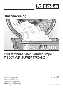 Bruksanvisning Miele T 8007 WP Supertronic Tørketrommel