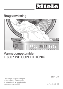 Brugsanvisning Miele T 8007 WP Supertronic Tørretumbler