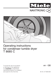 Manual Miele T 8685 C Dryer