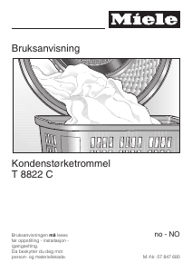 Bruksanvisning Miele T 8822 C ED Tørketrommel