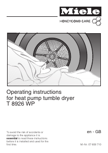 Manual Miele T 8926 WP EcoComfort Dryer