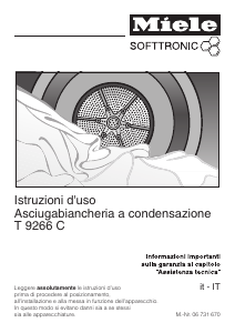 Manuale Miele T 9266 C Asciugatrice