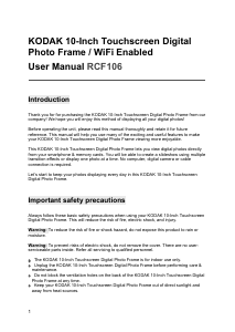 Manual Kodak RCF106 Digital Photo Frame