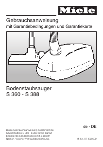 Bedienungsanleitung Miele S 381 Staubsauger