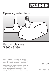 Manual Miele S 381 Vacuum Cleaner