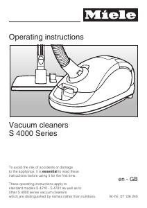 Manual Miele S 4211 Vacuum Cleaner