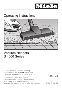 Manual Miele S 4212 Vacuum Cleaner