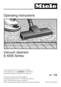 Manual Miele S 4282 Vacuum Cleaner