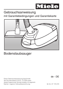 Bedienungsanleitung Miele S 5210 Staubsauger