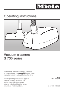 Manual Miele S 711-1 Vacuum Cleaner