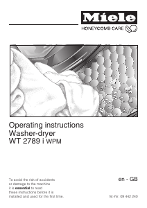 Manual Miele WT 2789 i WPM Washer-Dryer