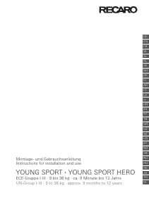 Instrukcja Recaro Young Sport Hero Fotelik samochodowy