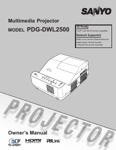 Manual Sanyo PDG-DWL2500 Projector