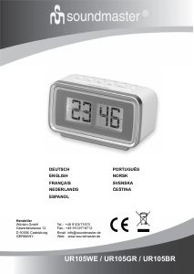 Manual SoundMaster UR105HBR Alarm Clock Radio