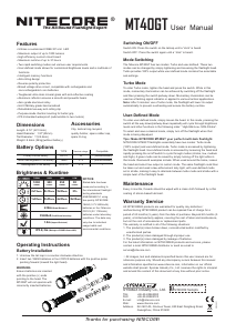 Manual Nitecore MT40GT Flashlight