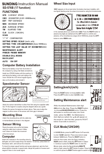 Handleiding Sunding SD-576B Fietscomputer