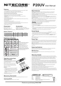 Handleiding Nitecore P20UV Zaklamp