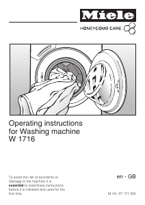 Manual Miele W 1716 Washing Machine