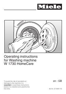 Manual Miele W 1730 HomeCare Washing Machine