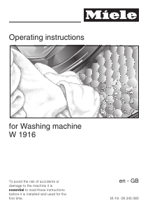 Manual Miele W 1916 Washing Machine