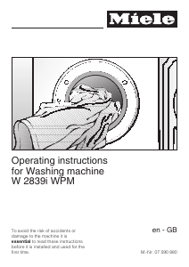 Manual Miele W 2839i WPM Washing Machine