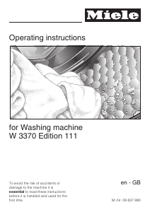 Manual Miele W 3370 Edition 111 Washing Machine