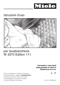 Manuale Miele W 3370 Edition 111 Lavatrice