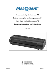 Bruksanvisning MarQuant 929-073 Laminator