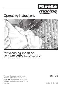 Manual Miele W 5840 WPS Marine EcoComfort Washing Machine